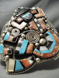 One Of The Best Huge Native American Navajo Turquoise Kachina Inlay Sterling Silver Bracelet-Nativo Arts