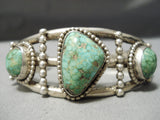 Statement Vintage Native American Navajo Carico Lake Turquoise Sterling Silver Bracelet Old-Nativo Arts