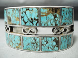 One Of The Best Ever Vintage Native American Navajo #8 Turquoise Sterling Silver Inlay Bracelet-Nativo Arts