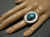 Old Bisbee Turquoise Vintage Navajo Sterling Silver Native American Ring Old-Nativo Arts