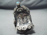 Tim Yazzie Navajo Sleeping Beauty Sterling Silver Saddle Ring Native American-Nativo Arts