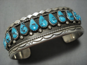Amazing Vintage Navajo Turquoise Sterling Silver Native American Bracelet Old-Nativo Arts