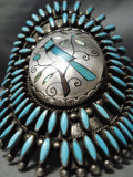One Of Biggest Best Vintage Native American Navajo Turquoise Bluejay Sterling Silver Bracelet-Nativo Arts