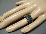 Native American Early Vintage Zuni Cerrillos Turquoise Sterling Silver Ring Old-Nativo Arts
