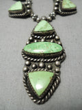 Opulent Vintage Native American Navajo Gaspeite Sterling Silver Necklace Old-Nativo Arts