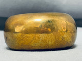 Luminous Vintage Signed Native American Navajo Solid Brass Huge Bracelet-Nativo Arts