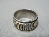 Expressive Vintage Native American Navajo 14k Gold And Sterling Silver Ring Old-Nativo Arts