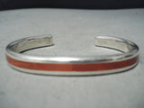 Beautiful Zuni Coral Sterling Silver Bracelet Native American-Nativo Arts