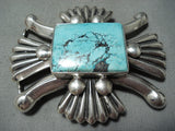 One Of The Best Vintage Native American Navajo Orville Tsinnie Turquoise Sterling Silver Buckle-Nativo Arts
