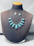 One Of The Best Vintage Native American Navajo Spiderweb Turquoise Sterling Silver Necklace Set-Nativo Arts