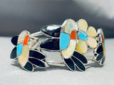 Native American Beautiful Hummingbird Vintage Navajo Turquoise Sterlijng Silver Bracelet-Nativo Arts