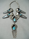 One Of The Best Vintage Native American Navajo Bisbee Turquoise Sterling Silver Necklace-Nativo Arts