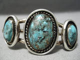 Rare Vintage Native American Navajo Lavender Pit Bisbee Turquoise Sterling Silver Bracelet Old-Nativo Arts