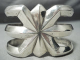 Heavy Thick!! Vintage Native American Navajo X Sterling Silver Bracelet Old-Nativo Arts