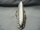 Tallest Vintage Native American Navajo Mother Of Pearl Sterling Silver Ring Old-Nativo Arts