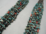 Important Native American Navajo Expert Weave Turquoise Coral Heishi Necklace-Nativo Arts