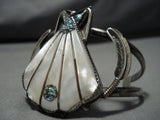 Magnificent Vintage Navajo Shell Sterling Silver Native American Bracelet Old-Nativo Arts
