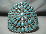 Huge Native American Navajo Blue Diamond Turquoise Sterling Silver Bracelet-Nativo Arts