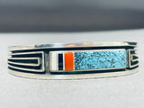 Important Al Nells Vintage Native American Navajo Turquoise Coral Sterling Silver Bracelet-Nativo Arts