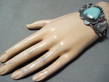 Remarkable Navajo Kingman Turquoise Sterling Silver Bracelet Native American-Nativo Arts