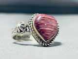 Awesome Vintage Signed Native American Navajo Purple Spiny Heart Sterling Silver Ring-Nativo Arts