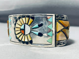 Native American One Of The Most Unique Vintage Zuni Turquoise Inlay Sterling Silver Bracelet-Nativo Arts