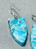 Fascinating Native American Navajo Turquoise Sterling Silver Earrings-Nativo Arts