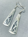 Important Stewart Dacawyma Vintage Native American Hopi Sterling Silver Earrings-Nativo Arts