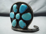 Exceptional Vintage Native American Navajo 7 Kingman Turquoise Sterling Silver Bracelet-Nativo Arts