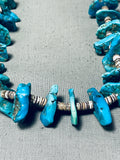 Rare Longer Excellent Vintage Native American Navajo Kingman Turquoise Necklace-Nativo Arts