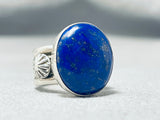 Important Vintage Native American Navajo Lapis Sterling Silver Thick Ring-Nativo Arts