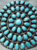 Huge Authentic Vintage Native American Navajo Blue Gem Turquoise Sterling Silver Bracelet-Nativo Arts