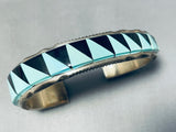 One Of The Most Unique Vintage Native American Navajo Turquoise Inlay Sterling Silver Bracelet-Nativo Arts