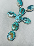 Best Federico Jimenez Domed Turquoise Cross Sterling Silver Necklace- Gorgeous-Nativo Arts