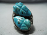 One Of The Best Vintage Native American Zuni Frog Fetish Sterling Silver Ring Old-Nativo Arts