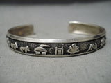 Wonderful Vintage Navajo Sterling Silver Storyteller Bracelet Native American-Nativo Arts