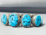 Amazing Vintage Native American Navajo 7 Sleeping Beauty Turquoise Sterling Silver Bracelet-Nativo Arts