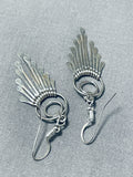 Exquisite Native American Navajo Coral Sterling Silver Earrings-Nativo Arts