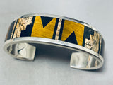 One Of The Best Vintage Native American Navajo Tigers Eye Sterling Silver Inlay Bracelet-Nativo Arts