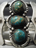 Heavy Huge Vintage Native American Navajo Royston Turquoise Sterling Silver Bracelet Old-Nativo Arts