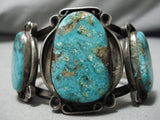 Very Rare!! Vintage Native American Navajo Old Persin Turquoise Sterling Silver Bracelet Old-Nativo Arts