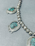 Eye-catching Detail Vintage Native American Navajo Turquoise Sterling Silver Leaf Necklace-Nativo Arts