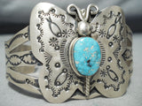 Outstanding Navajo Native American Turquoise Sterling Silver Butterfly Bracelet-Nativo Arts