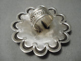 Important Zuni Huge Native American Turquoise Inlay Sterling Silver Ring-Nativo Arts