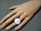 Beautiful Vintage Zuni Mother Of Pearl Sterling Silver Ring Native American Old-Nativo Arts