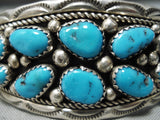 Irv Chee Vintage Native American Navajo Deep Blue Turquoise Sterling Silver Bracelet-Nativo Arts