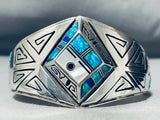 Native American One Of The Most Intricate Vintage Navajo Opal Sterling Silver Kachina Bracelet-Nativo Arts