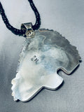 Extreme Inlay Huge Native American Navajo Turquoise Sterling Silver Necklace-Nativo Arts