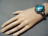 Unique Navajo Ithaca Peak Turquoise Sterling Silver Bracelet Native American-Nativo Arts