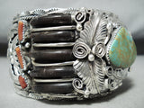 One Of The Best Native American Navajo Turquoise Bear Sterling Silver Bracelet-Nativo Arts